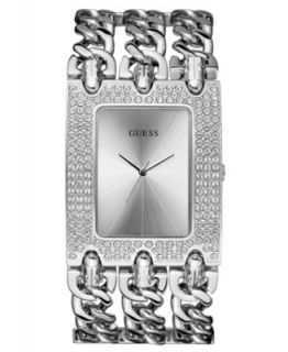 GUESS Watch, Womens Silver Tone Double Chain Bracelet 37x29mm G75916L