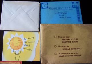 Breakfast Club Greeting Cards 1954 Don McNeil Spread Sunshine Notes
