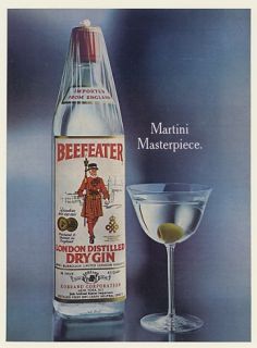 1978 Beefeater Gin Bottle Glass Martini Masterpiece Ad