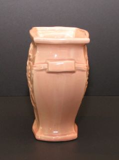 McCoy Pottery Antique Vintage 7 inch Vase Pink Floral Design 1940 Mark