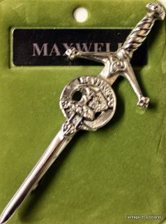 Maxwell Clan Crest Chrome Celtic Kilt Pin Scottish New