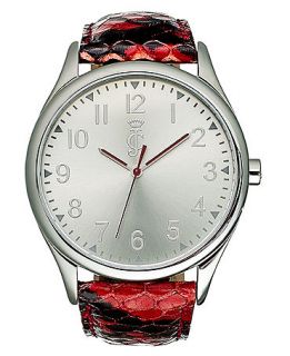 Juicy Couture Watch, Womens Darby Red Python Embossed Leather Strap