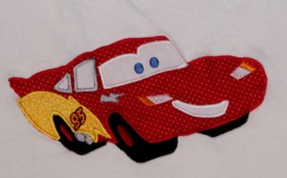 Custom Boys Applique Lightning McQueen Pixar Cars Top Size s 6 7