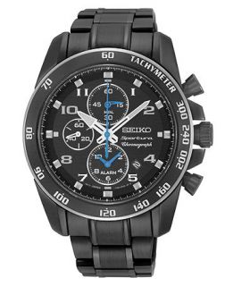 Seiko Watch, Mens Chronograph Sportura Black Ion Plated Stainless