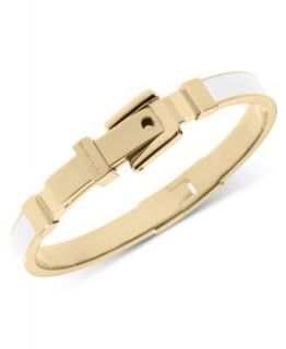 Michael Kors Bracelet, Gold Tone White Epoxy Buckle Bangle Bracelet