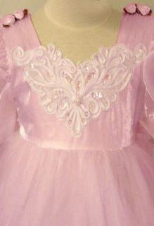 White Pink Butterfly Pageant Sequined Girls Holiday Party Dress 5 6 7