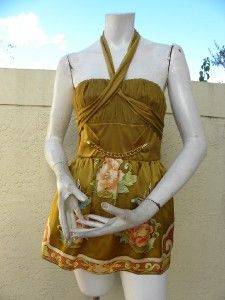 Meghan Los Angeles Gorgeous Silk Floral Strapless Tunic Dress Sz 2