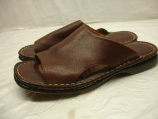 Born Melyssa Dark Brown Leather Slide Sandals Shoes Womens Sz 7 38