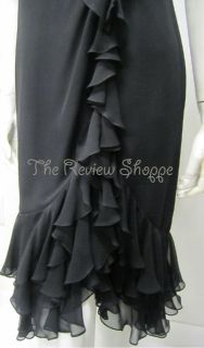 Melinda Eng 100 Silk Ruffled Cocktail Dress Black 8 Little Black Dress