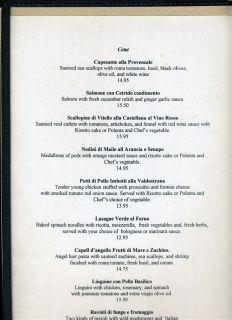 Firenze Authentic Italian Cuisine Menu Salt Lake City Utah 1995