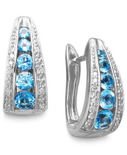 Sterling Silver Earrings, Blue Topaz (1 1/2 ct. t.w.) and Diamond (1