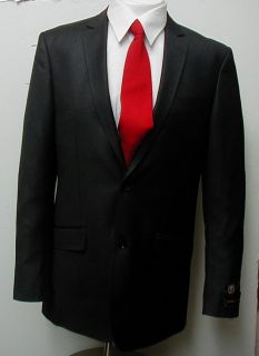 Mens Super 130s 2B Flat Front Black Dress Suit Size 52R 52 R New