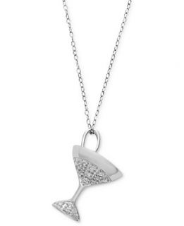 Diamond Necklace, Sterling Silver Diamond Guitar Pendant (1/10 ct. t.w