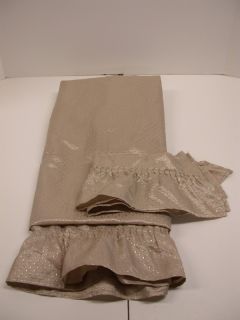 Fabric Shower Curtain w 2 Tiebacks 68 x 70 In