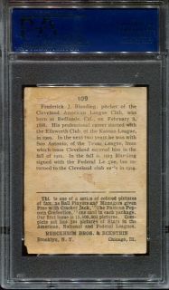 1914 Cracker Jack 109 Fred Blanding Cleveland Indians PSA 2