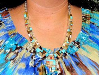 Melvin Francis Gorgeous Multi Stone Inlay Necklace Nice