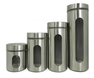 Special Stainless Steel Canister Set with View Windows