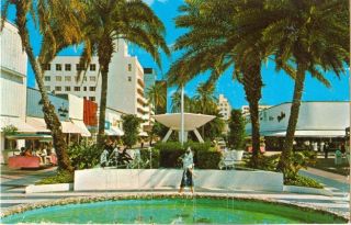 1960s Chrome Lincoln Road Mall Miami Florida Postcard