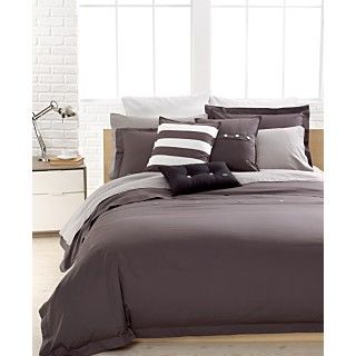 Lacoste Bedding, Solid Grey Brushed Twill Comforter and Duvet Cover