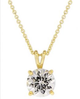 Brilliant 18k Gold over Sterling Silver Necklace, Round Cubic