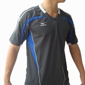 Mizuno Mens Soccer Volleyball Athletic Shirt V Neck Polyester Gray M