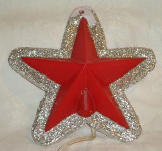 Vtg Xmas Red Mica Star Blowmold Light Celluloid Old Plastic Glitter