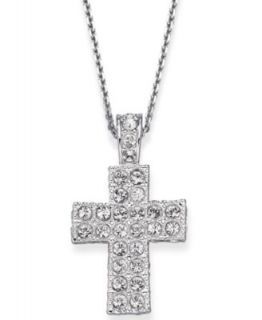 Swarovski Necklace, Silver Tone Small Cross Pendant  