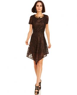 W118 Dress, Adele Short Sleeve High Neck Sequined Collar Lace   Womens