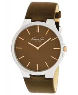 Kenneth Cole New York Watch, Mens Brown Leather Strap 44mm KC1781