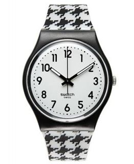 Swatch Watch, Unisex Swiss Fun Fabric Gray and Black Houndstooth