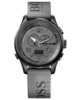 Hugo Boss Watch, Mens Chronograph Gray Rubber Strap 46mm HB2012