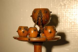Description: Antique Arts & Crafts Smoke Stand, oak, Circa 1920. All