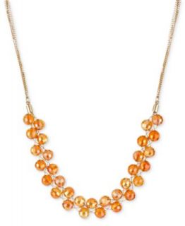 Kenneth Cole New York Necklace, Gold Tone Orange Faceted Bead Frontal