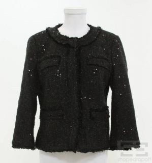 Michael Michael Kors Black Sequin Tweed Jacket Size 8