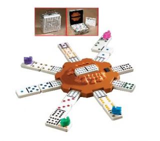 Brand New Cardinal Industries Mexican Train Domino Game in An Aluminum