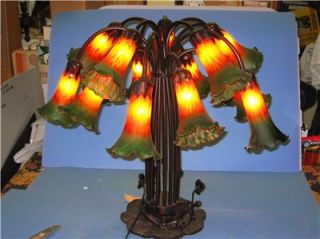 Tiffany Meyda Type Table Lamp with 15 Lily Shades