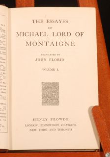 1906 2V Essayes Michael Lord of Montaigne Michel Essays
