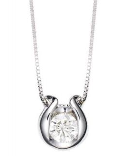 Sirena Diamond Necklace, 14k White Gold Bezel Set Diamond Pendant (1/3