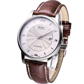 Mido Baroncelli Automatic Cosc Leather Strap Watch White