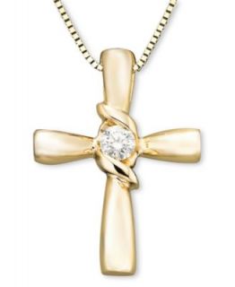 14k Gold Diamond Accent Cross Pendant   Necklaces   Jewelry & Watches