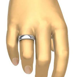 1g 10z Ring Wedding Band Dome Milgrain 6mm 14k White Gold Solid
