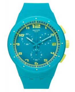 Swatch Watch, Unisex Swiss Chronograph Acid Drop Light Blue Silicone
