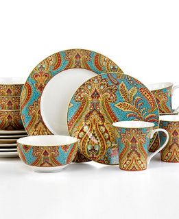 222 Fifth Dinnerware, Demure Turquoise 16 Piece Set   Casual