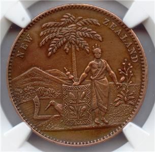 New Zealand 1881 Milner & Thompson Penny NGC XF Details, Excessive