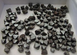 Below are the 27 bags of magnetite crystals available laid out in an
