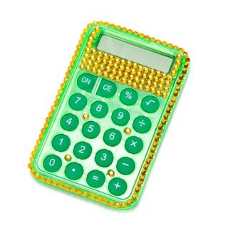 Yellow Crystal Embelished Green Mini Purse Calculator