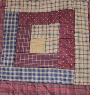 Country Burgundy Navy Tan Plaid Millsboro Quilted Table Runner 13x36
