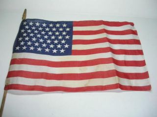 INV#12FLAG) 2 VINTAGE 49 STAR UNITED STATES AMERICAN FLAGS ON STICKS.