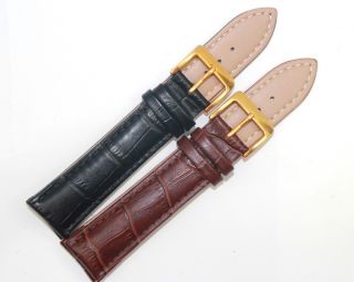 19MM｜20MM Brown Black Genuine Leather Gold Buckle Watch Band Strap