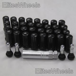 32 Black 14x1 5 Spline Drive Conical Seat Lug Nuts 1988 2011 8 Lug Kit